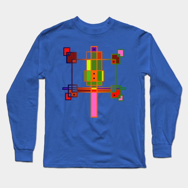 Colorful Abstract Geometric Shape Pattern ("Walled Garden") Long Sleeve T-Shirt by Davey's Designs